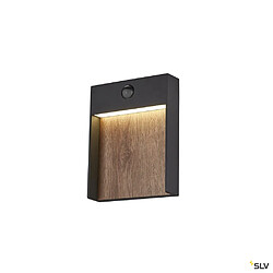 Applique extérieure SLV FLATT SENSOR, anthracite/imoitation bois, LED, 16W, détecteur de mouvements