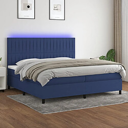 vidaXL Sommier à lattes de lit et matelas et LED Bleu 200x200 cm Tissu