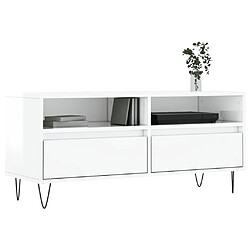 Avis Maison Chic Meuble TV scandinave - Banc TV pour salon blanc brillant 100x34,5x44,5 cm bois d'ingénierie -MN31527