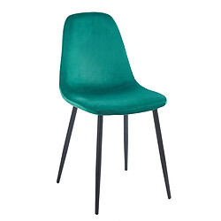 Hooma Lot de 4 chaises scandinaves confortables en velours et métal - Vert pas cher