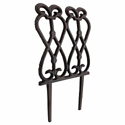 L'Héritier Du Temps Bordure de Jardin Bordurette Grille Décorée de Volutes en Fonte Patinée Marron Rouille 2,5x14,5x27,5cm