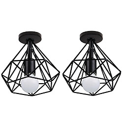 Stoex 2 PCS Retro Industrielle Plafonnier en Métal Noir Cage , Suspension Plafonnier luminaire chambre pour entrée,allée, porche,couloir,chambre,Café Bar 