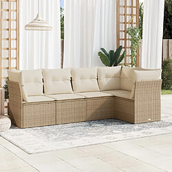 vidaXL Salon de jardin avec coussins 5 pcs beige résine tressée