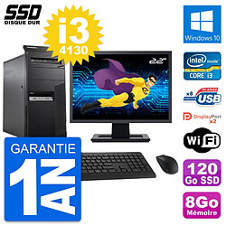 PC Tour Lenovo M83 Ecran 22" Intel i3-4130 RAM 8Go SSD 120Go Windows 10 Wifi · Occasion 