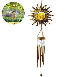 BESTA Carillon éolien soleil solaire craquelé boule de verre carillons éoliens jardin lune veilleuse projetant des ombres décor de jardin rétro cuivre vent cloches ton profond musique douce carillons éoliens