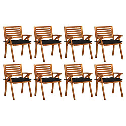 Maison Chic Lot de 8 Chaises de jardin avec coussins | chaises d'extérieur | Fauteuil Relax Bois d'acacia solide -GKD40059