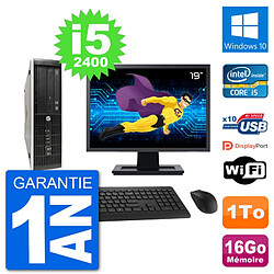 PC HP Compaq Pro 6300 SFF Ecran 19" i5-2400 RAM 16Go Disque 1To Windows 10 Wifi · Occasion 