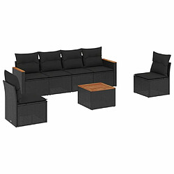 Maison Chic Ensemble Tables et chaises d'extérieur 7pcs avec coussins,Salon de jardin noir résine tressée -GKD377871