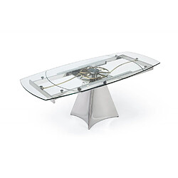 Avis Inside 75 Table de repas extensible WATCH plateau verre transparent piétement métal chromé