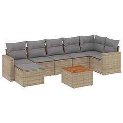 vidaXL Salon de jardin avec coussins 8 pcs beige résine tressée