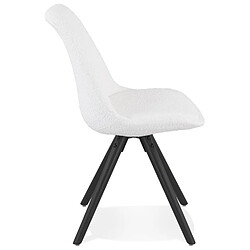 Avis Alterego Chaise design 'VALENTINE' en tissu bouloché blanc et pieds en bois noir