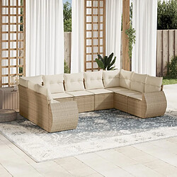 Maison Chic Salon de jardin avec coussins 9 pcs | Ensemble de Table et chaises | Mobilier d'Extérieur beige résine tressée -GKD47206