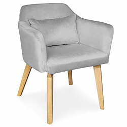 Paris Prix Fauteuil Scandinave en Velours Nari 70cm Argent