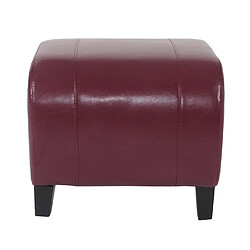 Acheter Mendler Tabouret pouf cuir EMMEN, 39x45x47cm ~ rouge