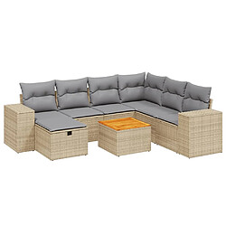 vidaXL Salon de jardin avec coussins 8pcs mélange beige résine tressée