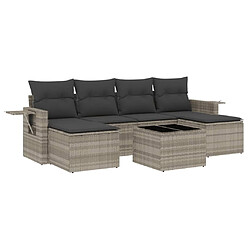 vidaXL Salon de jardin avec coussins 7 pcs gris clair résine tressée