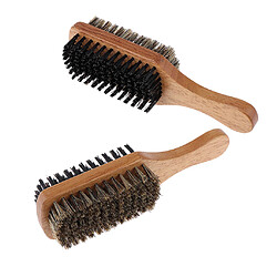 Brosse à Moustache Pour Barbe Et Poils De Cheveux Pour Hommes, 2 Tailles, Avec Manche En Bois Brosse club à 2 faces