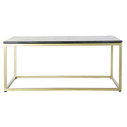 Pegane Table basse, table de salon rectangulaire en fer doré et marbre noir - longueur 100 x profondeur 61 x Hauteur 43 cm