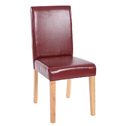 Mendler Lot de 6 chaises de séjour Littau ~ simili-cuir, brun rouge, pieds clairs