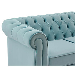 Acheter Vente-Unique Canapé 2 places en velours bleu pastel CHESTERFIELD