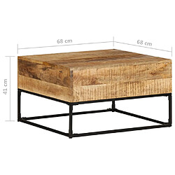 Avis vidaXL Table basse 68x68x41 cm Bois de manguier brut