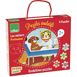 Vilac Puzzles de 6 à 16 pièces : 4 puzzles évolutifs : Les métiers