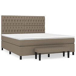 vidaXL Sommier à lattes de lit avec matelas Taupe 180x200 cm Tissu