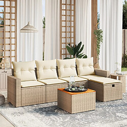 vidaXL Salon de jardin avec coussins 6 pcs beige résine tressée 