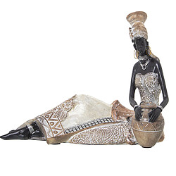 Figurine Décorative Alexandra House Living Blanc Doré Plastique Africaine 14 x 21 x 27 cm 