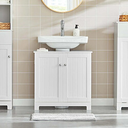 SoBuy BZR18-II-W Meuble sous-Lavabo à 2 étages et 2 Portes Meuble de Rangement de Salle de Bain