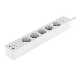 Wewoo Multiprises Rallonges GPC-5A2U Prise de charge pour parasurtenseur bureau à chargement intelligent, avec 5 prises secteur et 2 ports USB, longueur: 1,5 m, UE (blanc)