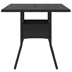 Avis vidaXL Table de jardin dessus en verre noir 80x80x75 cm résine tressée