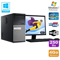 Lot PC Tour Dell 7010 Core I5-3470 3.2Ghz 4Go 250Go DVD WIFI Win 7 + Ecran 17 - Occasion