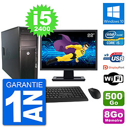 PC Tour HP Z210 Ecran 22" Intel i5-2400 RAM 8Go Disque Dur 500Go Windows 10 Wifi - Occasion