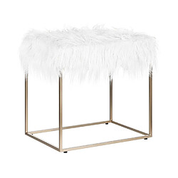 Beliani Tabouret en fourrure blanche MANHATTAN