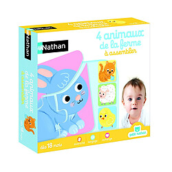 Nathan Puzzles évolutifs en bois 2 à 4 pièces : Les animaux de la ferme