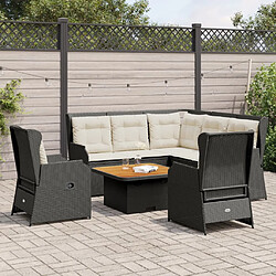 vidaXL Salon de jardin 5 pcs avec coussins Noir Résine tressée 