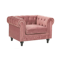 Beliani Fauteuil Velours Rose CHESTERFIELD