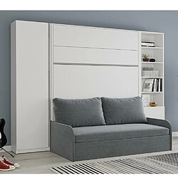 Inside 75 Composition lit escamotable 160 blanc mat BERMUDES SOFA canapé microfibre gris 2 colonnes