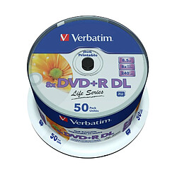 DVD-R Verbatim 97693 50 uds 8,5 GB (50 Unités) VERBATIM DVD+R DL 8.5 Go 8x 240 min (par 50, spindle)