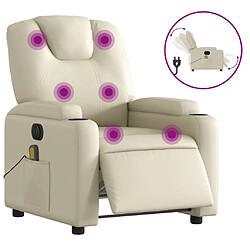 Maison Chic Fauteuil Relax pour salon, Fauteuil de massage inclinable électrique crème similicuir -GKD41788