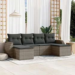 vidaXL Salon de jardin 6 pcs avec coussins gris résine tressée