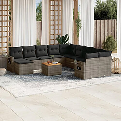 Maison Chic Salon de jardin avec coussins 14 pcs, Ensemble Tables et chaises de jardin, gris résine tressée -GKD582981