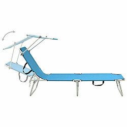 Acheter Maison Chic Chaise longue pliable avec auvent | Bain de soleil Relax | Transat acier turquoise et bleu -GKD26505