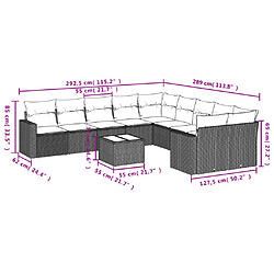 Avis vidaXL Salon de jardin 11 pcs avec coussins gris résine tressée