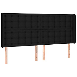 Maison Chic Tête de lit scandinave avec oreilles,meuble de chambre Noir 163x16x118/128 cm Tissu -MN32007