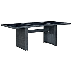 vidaXL Table de jardin Gris foncé Résine tressée et verre trempé