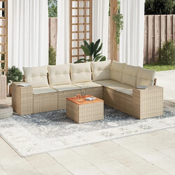 Maison Chic Salon de jardin avec coussins 7 pcs | Ensemble de Table et chaises | Mobilier d'Extérieur beige résine tressée -GKD46459