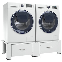 vidaXL Socle double pour lave-linge et sèche-linge avec tiroirs Blanc