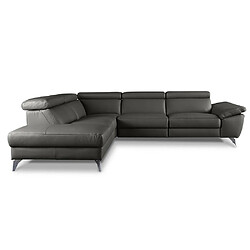 Acheter VENESETTI Canapé d'angle en 100% tout cuir épais de luxe italien, 5/6 places KASINI, anthracite, angle gauche